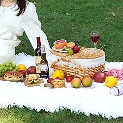 Wicker Picnic Basket with Removable Liner, Empty