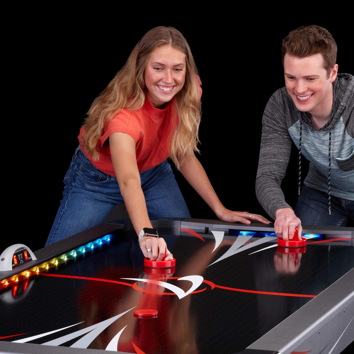 Fat Cat Volt 7’ LED Illuminated Air Hockey Table with Dual Motor Action for Faster Play, Automatic Scoring and Integrated Light System That Takes Game Play to The Next Level : Sports & Outdoors
