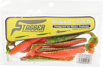 Amazon Hideup ハイドアップ ワーム スタッガー オリジナル 4インチ チャートオレンジブラックフレーク S 06 ルアー ハイドアップ Hideup ルアー