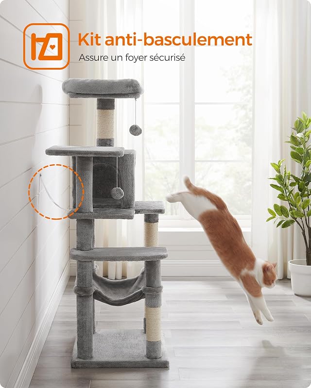 Arbre à Chat, Hauteur 143 cm, Taille M, Multi-Niveaux