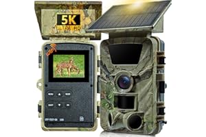 LANTOOCAM Solar Trail Camera, 5K WiFi Game Camera, 5200mAh Forever Power, 64GB SD Card, IP66 Waterproof,120° Wide Angle Night Vision for Outdoor Detection, Monitoring Trail Cameras, H.264 MP4 Video