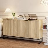 Fiogmub Fluted Storage Cabinet, Kitchen Sideboard Buffet with 4 Doors | Adjustable Shelves for Living Room, Dining Room, Hallway