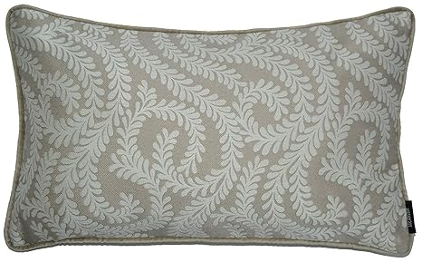 McAlister Textiles Little Leaf | Kissenbezug für Sofakissen in Stein Grau | 60 x 40cm | gewobenes Blätter Motiv | Viskosemisc