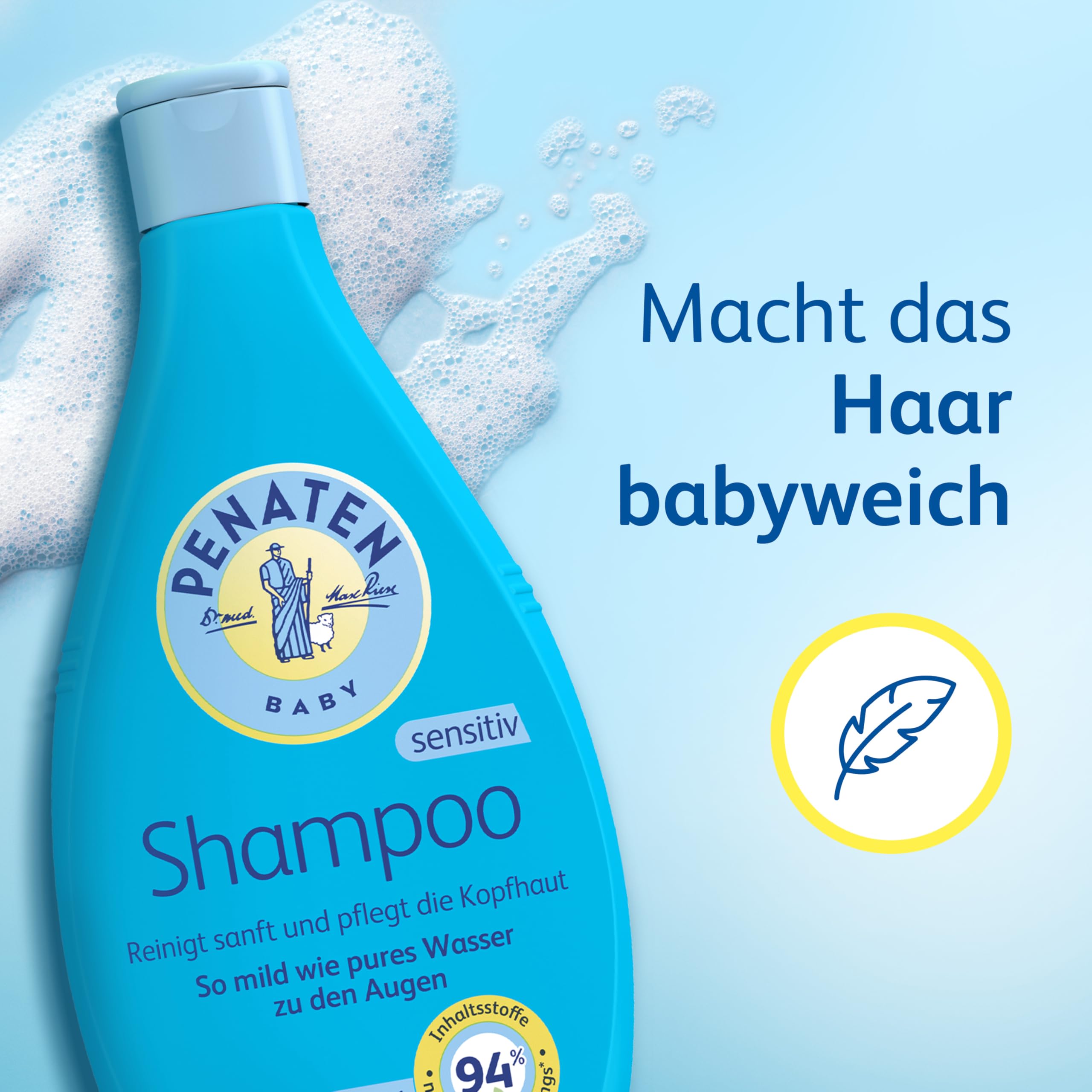 PENATEN Shampoo 400 ml, besonders sanft reinigendes und pflegendes Baby Shampoo, speziell für Neugeborene entwickeltes Haarshampoo ohne Parabene, Sulfate und Farbstoffe, reinigt sanft und ohne Tränen 3