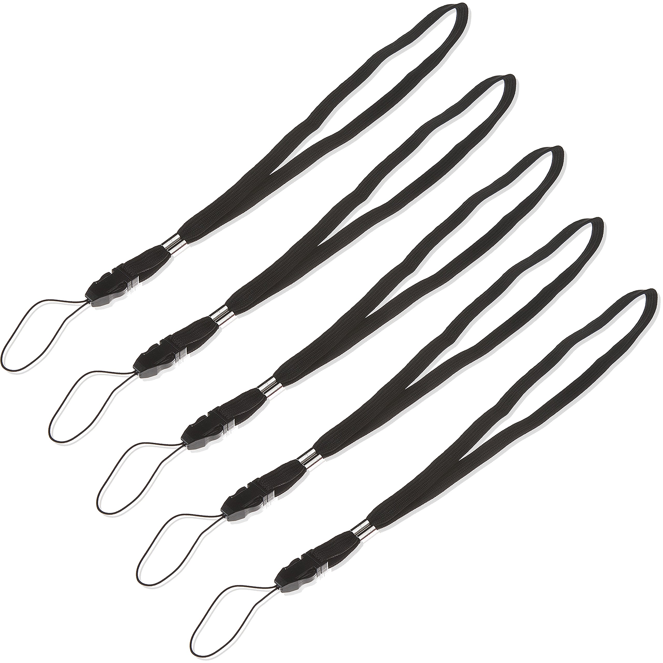 POPPSTAR 5x Wristband (colour black), Lanyard Hand Strap for Digital Camera, USB Stick, MP3 Player, Cell Phone, ActionCam, Smartphone and more