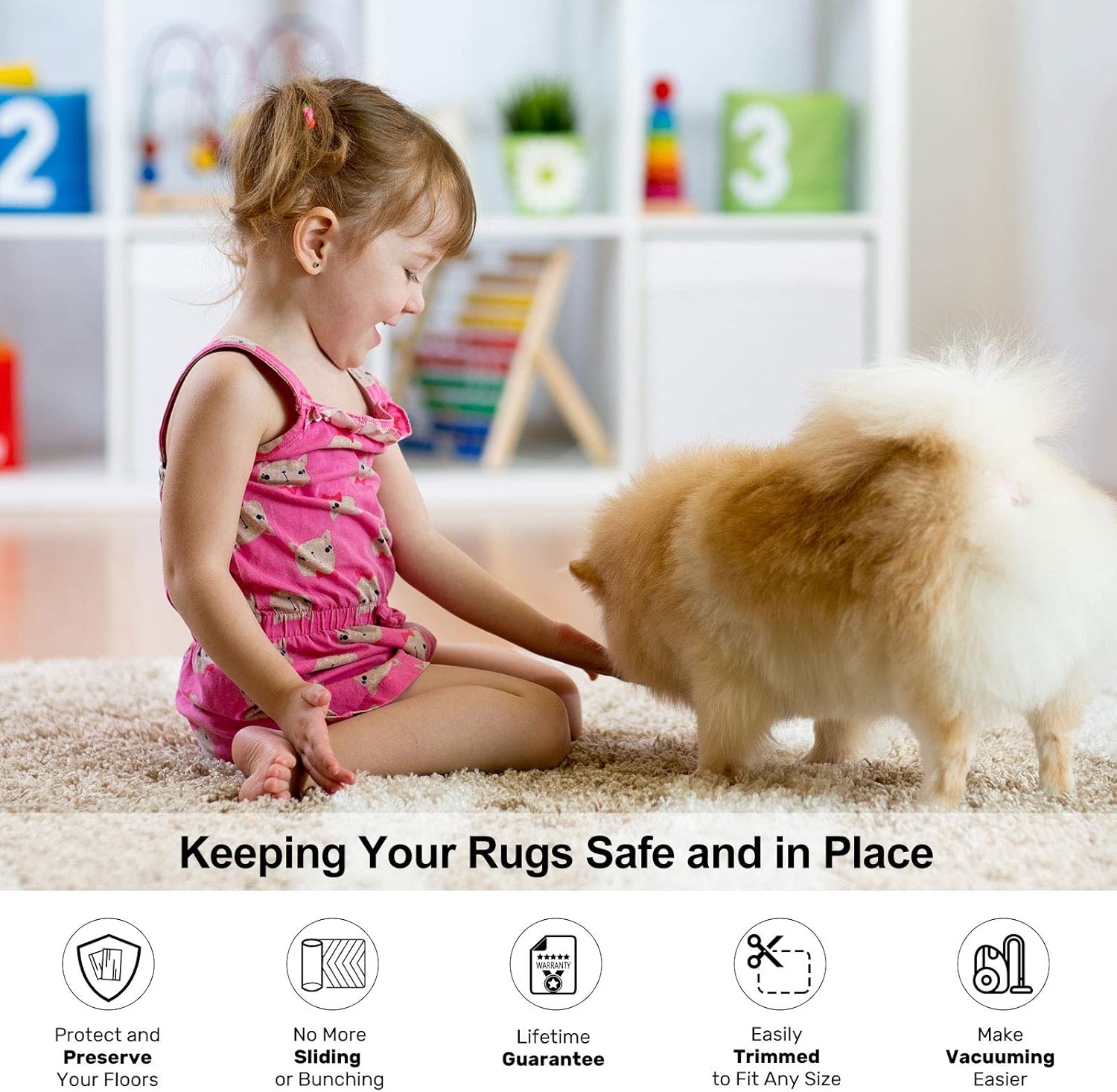 Veken Non-Slip Rug Pad Gripper 8 x 10 Ft Extra Thick Pad for Hard Surface Floors, Keep Your Rugs Safe and in Place: Furniture & Decor