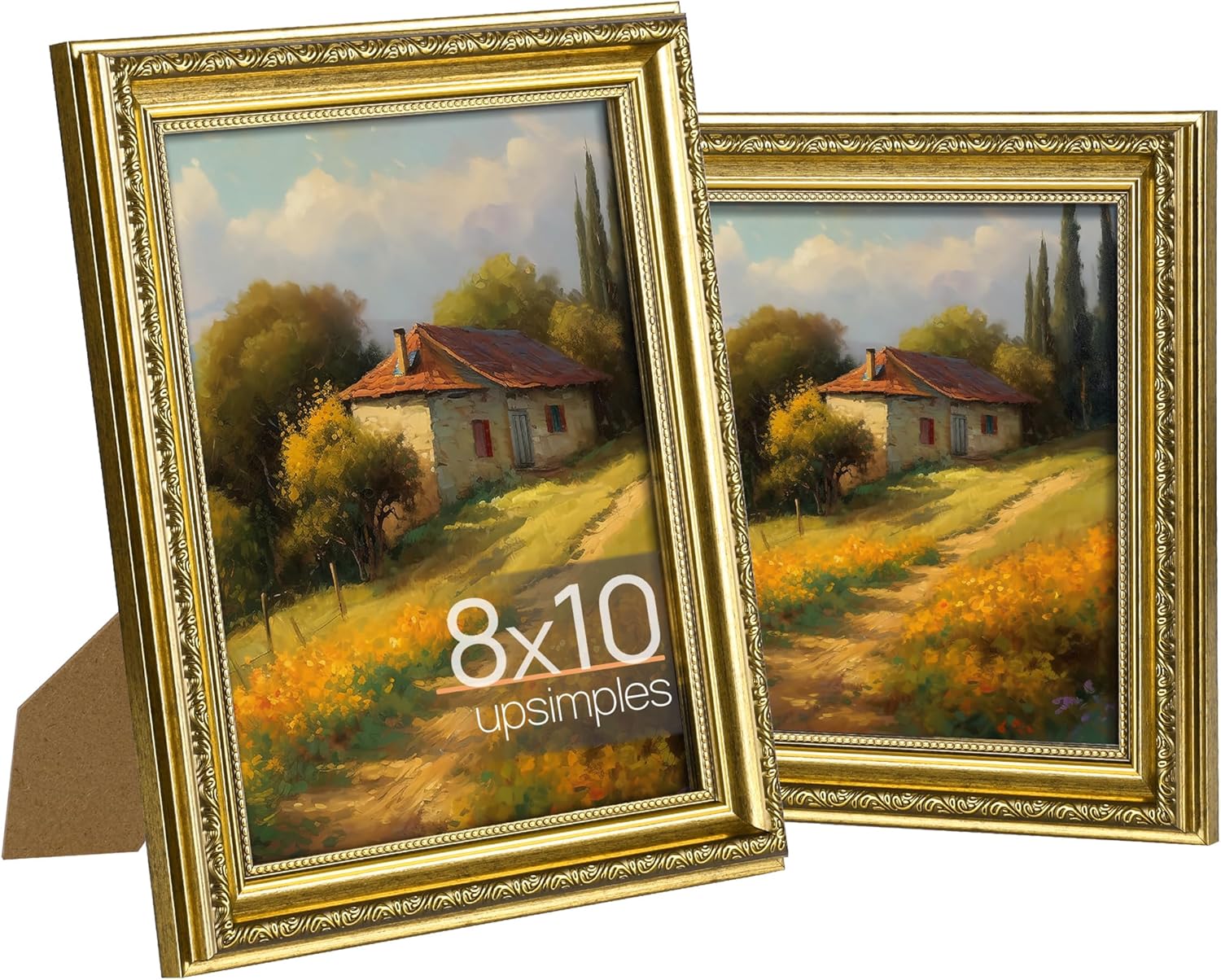 Photo Albums, Frames & Accessories - upsimples 8x10 Picture Frame with Real Glass, Ornate Vintage Picture Frames for Wall or Tabletop Display, Gold 8 x 10 Photo Frame for Antique Décor, 2 Pack
