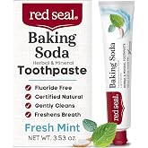 Red Seal Fluoride Free Toothpaste - Baking Soda - Herbal &amp; Mineral Formula, Vegan-Friendly, Cruelty-Free, SLS and Paraben-Free, No Artificial Flavors, NATRUE Certified Natural, Dry Mouth Relief