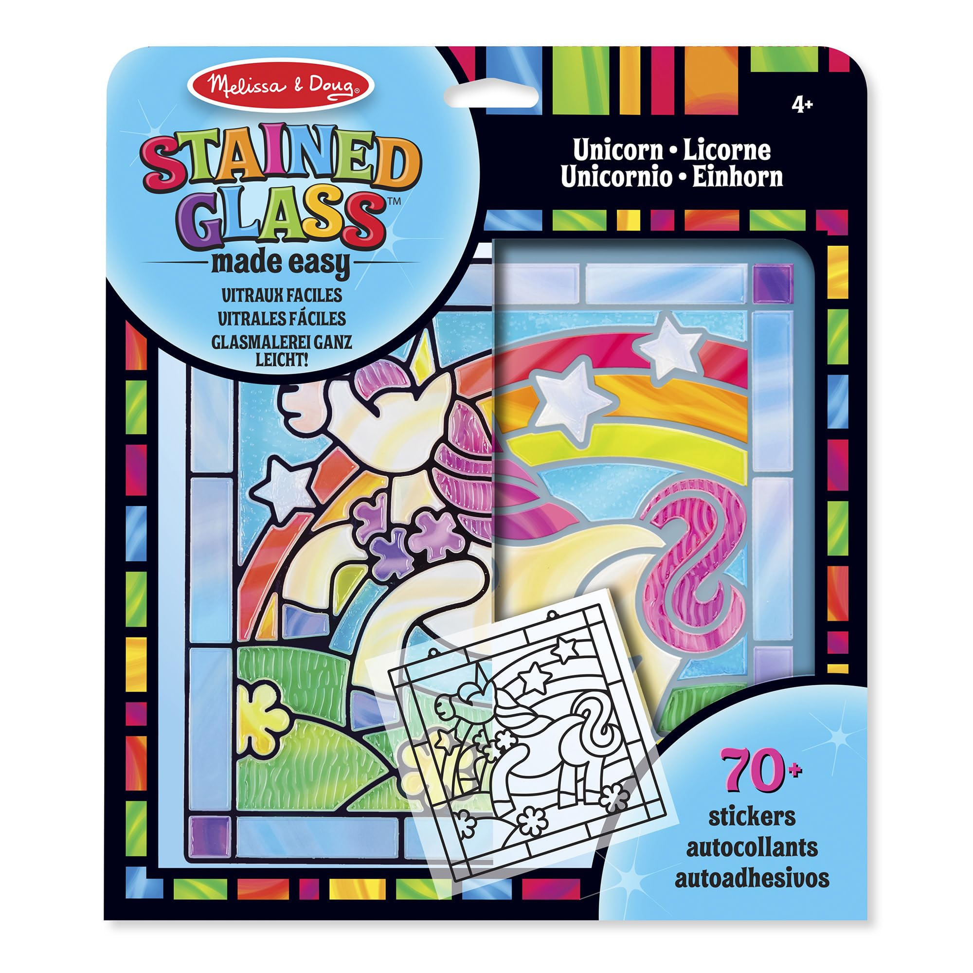 Melissa & Doug Stained Glass Unicorn Art Kit - Kids' Craft & Activity Set, Window & Sticker Art, Animal & Mess Free
