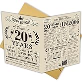 SuperShunhu Big Funny 20th Birthday Card for Him Her, Birthday Card Gifts Idea for 20 Year Old Boys Girls Teen, 20th Birthday Decoration for Son Daughter, Back in 2005 Birthday Card