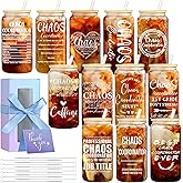 OLSUNOR 12 Set Employee Appreciation Gifts Bulk, Personalized Chaos Coordinator Gifts for Christmas Staff Coworker 16 oz Can Shaped Beer Glass Cups, Gift Box and Card for Team, Women, Men, New Year