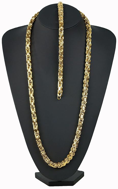 Kaiser-Handel Luxus Königskette Panzerkette Edelstahl Kette Halskette + Armband Collier Punk Rock Hip Hop Funk Rocker Biker 7