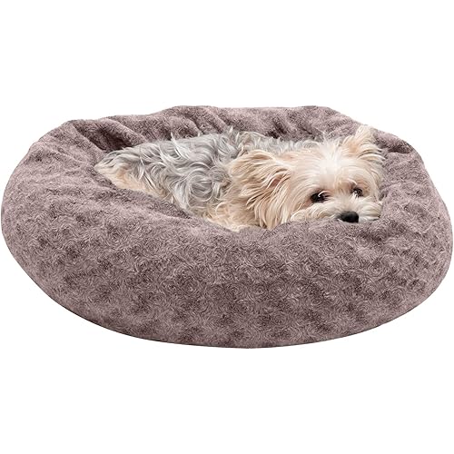 Furhaven Pet - Plush Faux Fur Calming Anti-Anxiety Donut Bed, Beanbag Style Ball Bed, Self-Warming Hi Lo Cuddler Dog Bed and More for Dogs and Cats - Multiple Colors, Sizes, and Styles