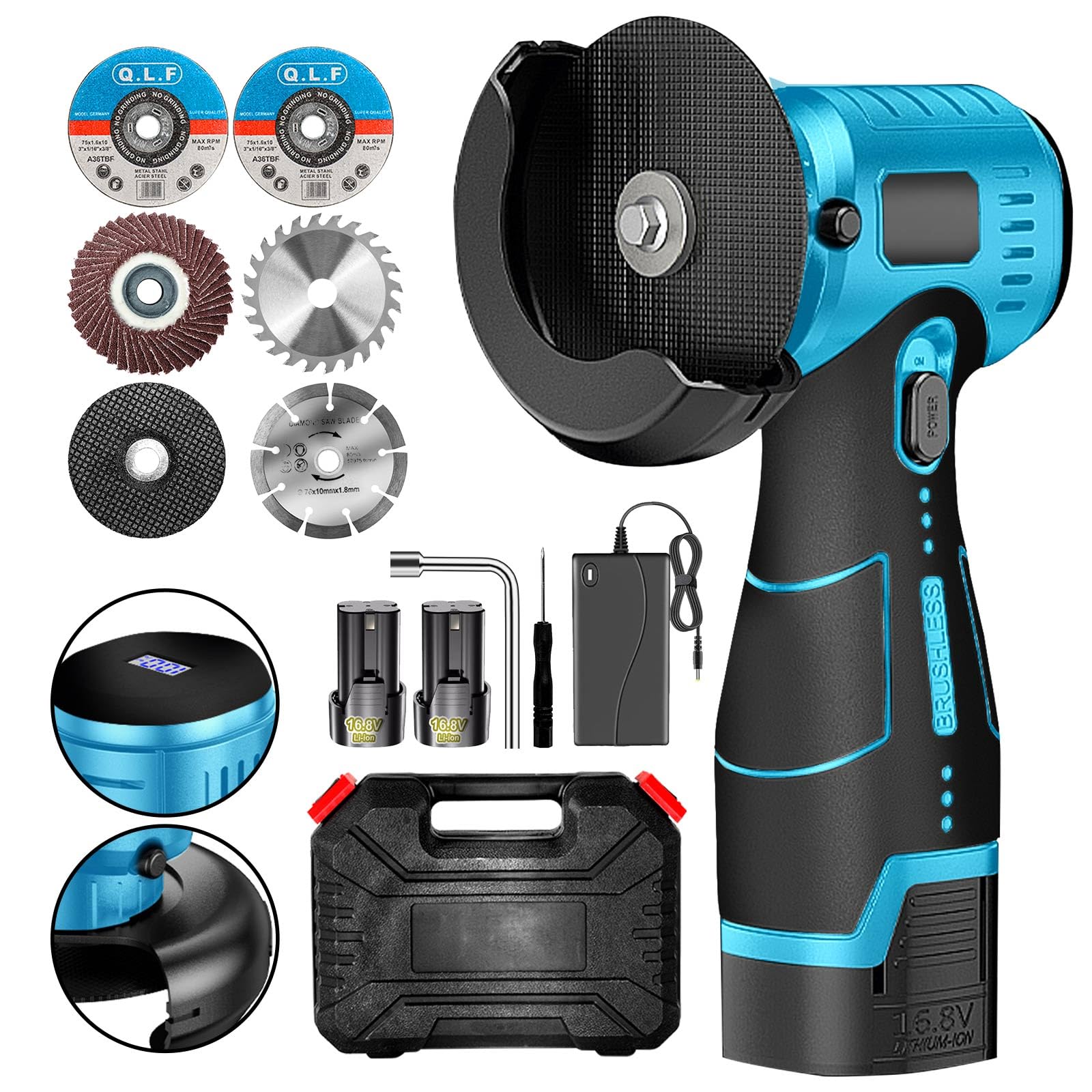 ZFULVO Brushless Cordless Angle Grinder