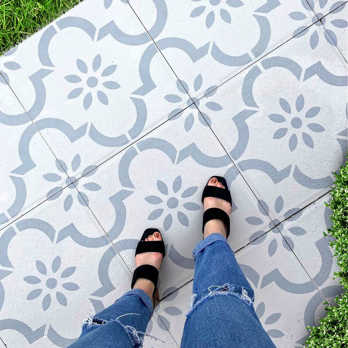 2X Dizzy Duck Jannah Large Patio Stencil for Garden Paving Slabs Flags Concrete Path (45 cm) 17.5"