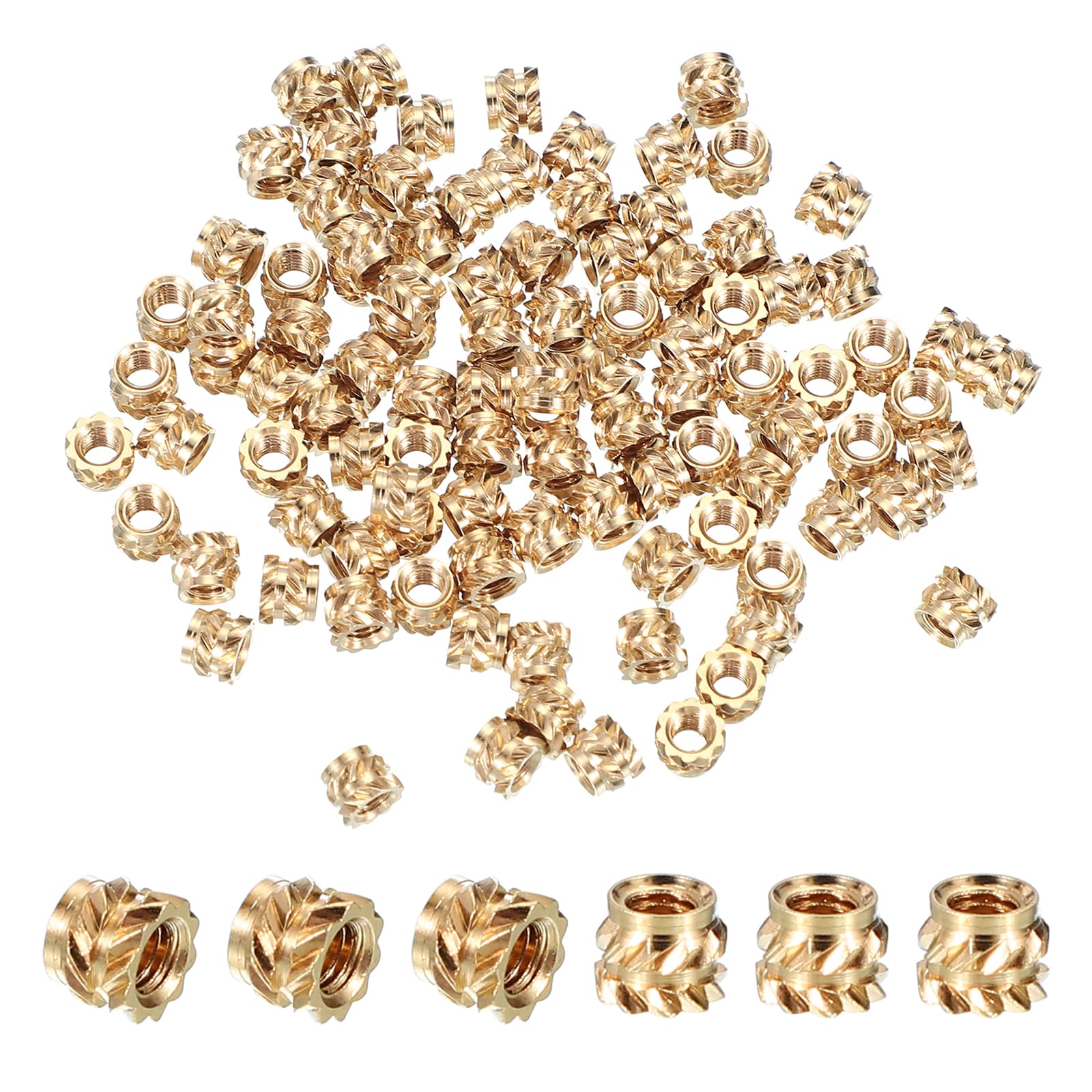 PATIKIL M3x4x5 mm Brass Threaded Insert, 100 Pcs Metric Knurled Nuts Heat Set Insert for Plastic 3D Printing Components