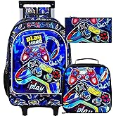 WZLVO 3PCS Rolling Backpack for Boys, Kids Roller School Bookbag Set, Water Resistant Wheeled Backpacks for Teens Boys Elementary Trave