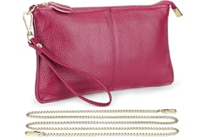 Uromee Wristlet Wallet Clutch Purses for Women Genuine Leather Crossbody Bag Handbag with Detachable Shoulder Chain