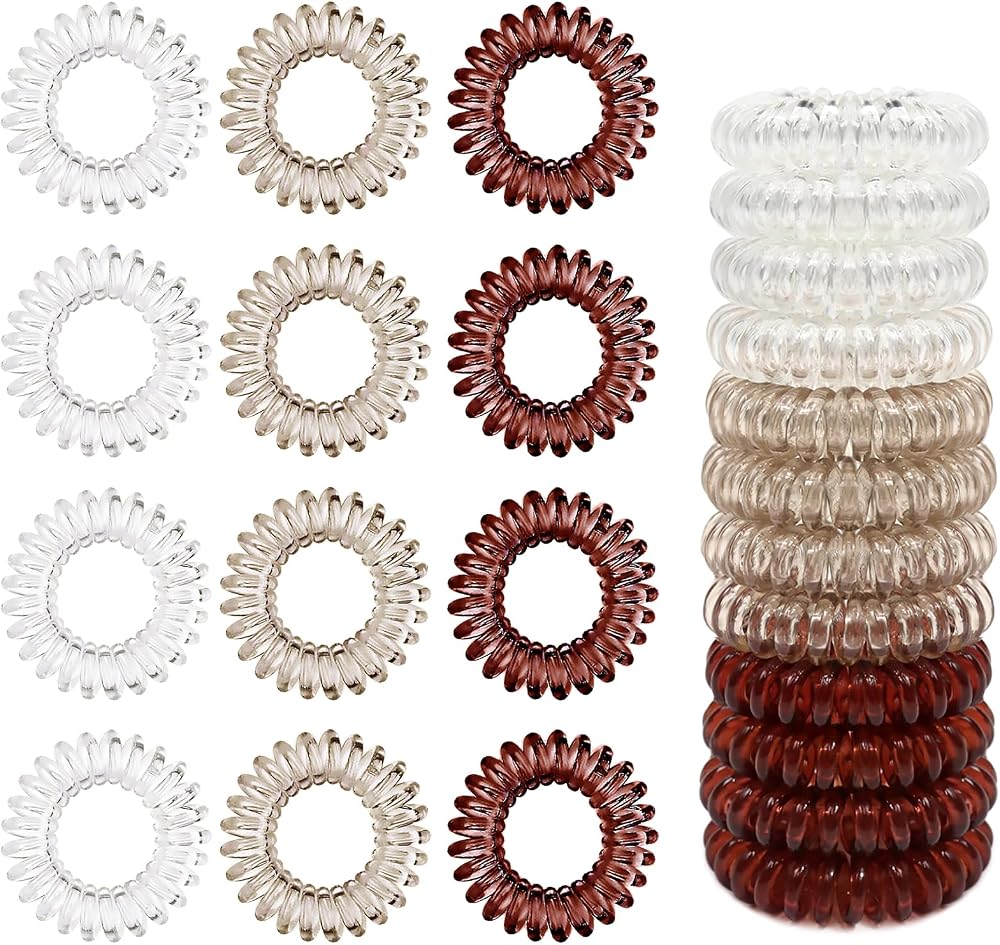 Sularpek 12 Pcs Spiral Hair Ties No Crease Plastic Bobbles Women Girls