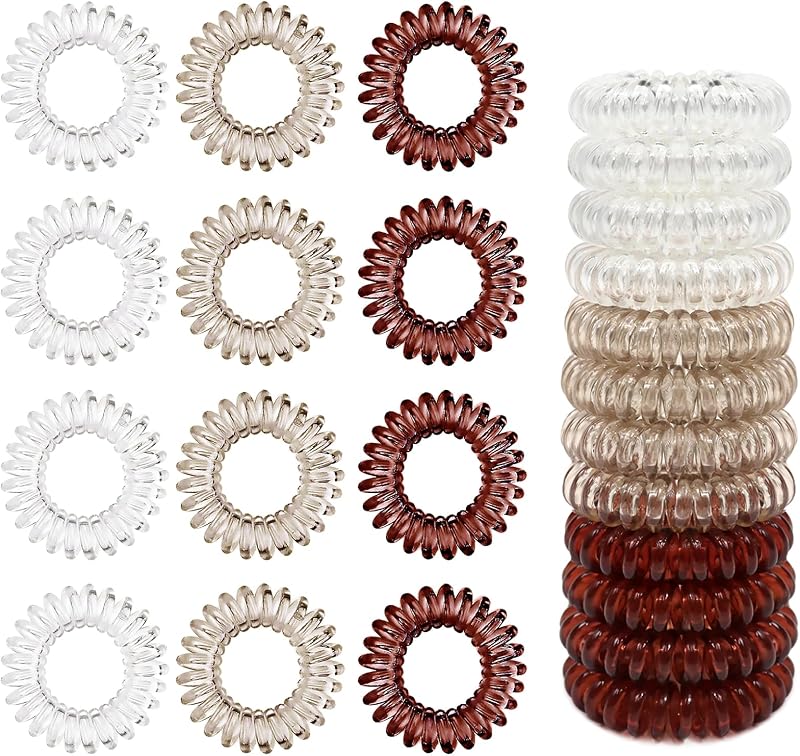 Sularpek 12 Pcs Spiral Hair Ties No Crease Plastic Bobbles Women Girls