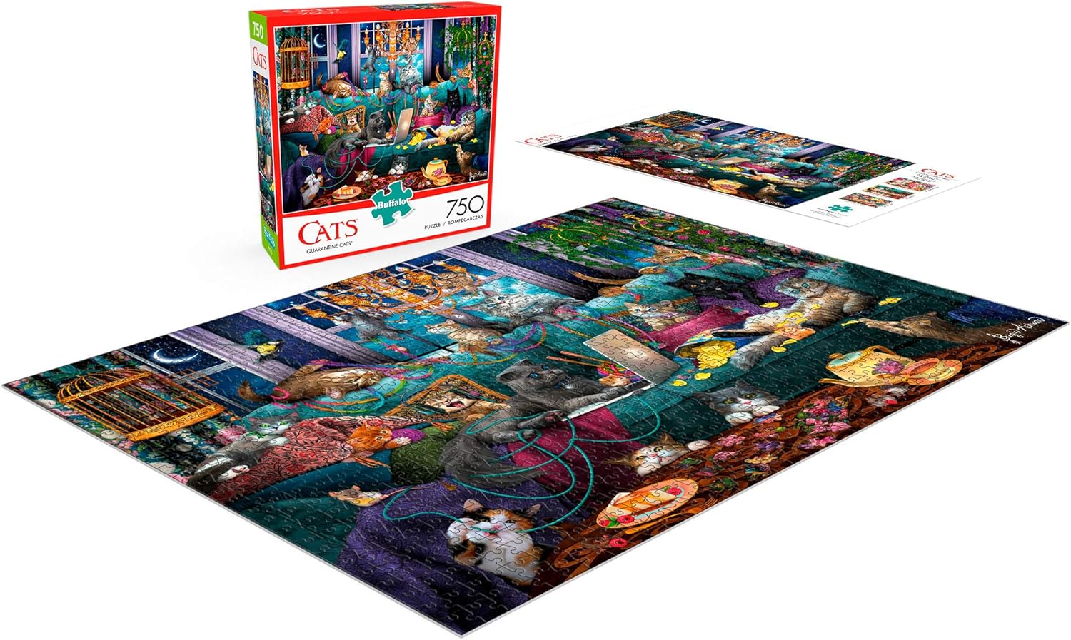 Buffalo Games - Quarantine Cats - 750 Piece Jigsaw Puzzle: Toys & Games