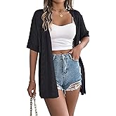 Beautiful Nomad Women's Summer Short Sleeve Crochet Cardigan Sweaters Lightweight Boho Knit Kimono Outwear