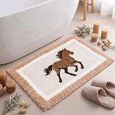 Boao Western Horse Bathroom Rug Tufted Non-Slip Bath Mat, 24 x 16 Inches | Soft Absorbent Horse Pattern, Western Decor for Bedroom Kitchen Floor Tub Shower, Durable Tufted Backing Resists Sliding
