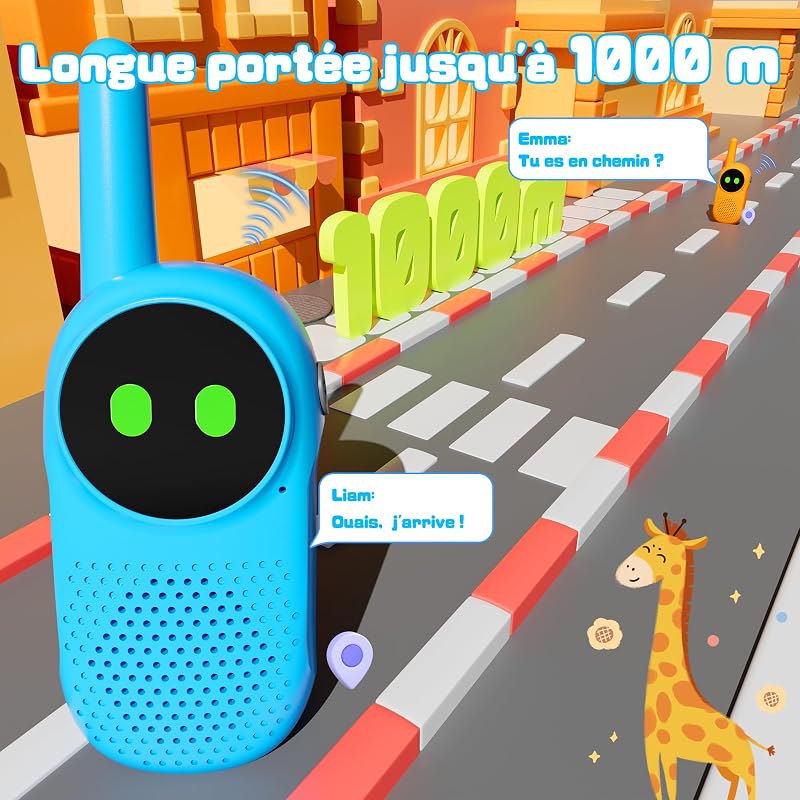 Talkie Walkie Enfants Rechargeable 2 pièces, NXGKET Cadeau Garcon Fille 3 4 5 6 7 8 9 10 Ans, Jouet Enfant 3-12 Ans,avec Batteries intégrées Câble USB-C,pour Camping Jeu d'Aventure Randoneé
