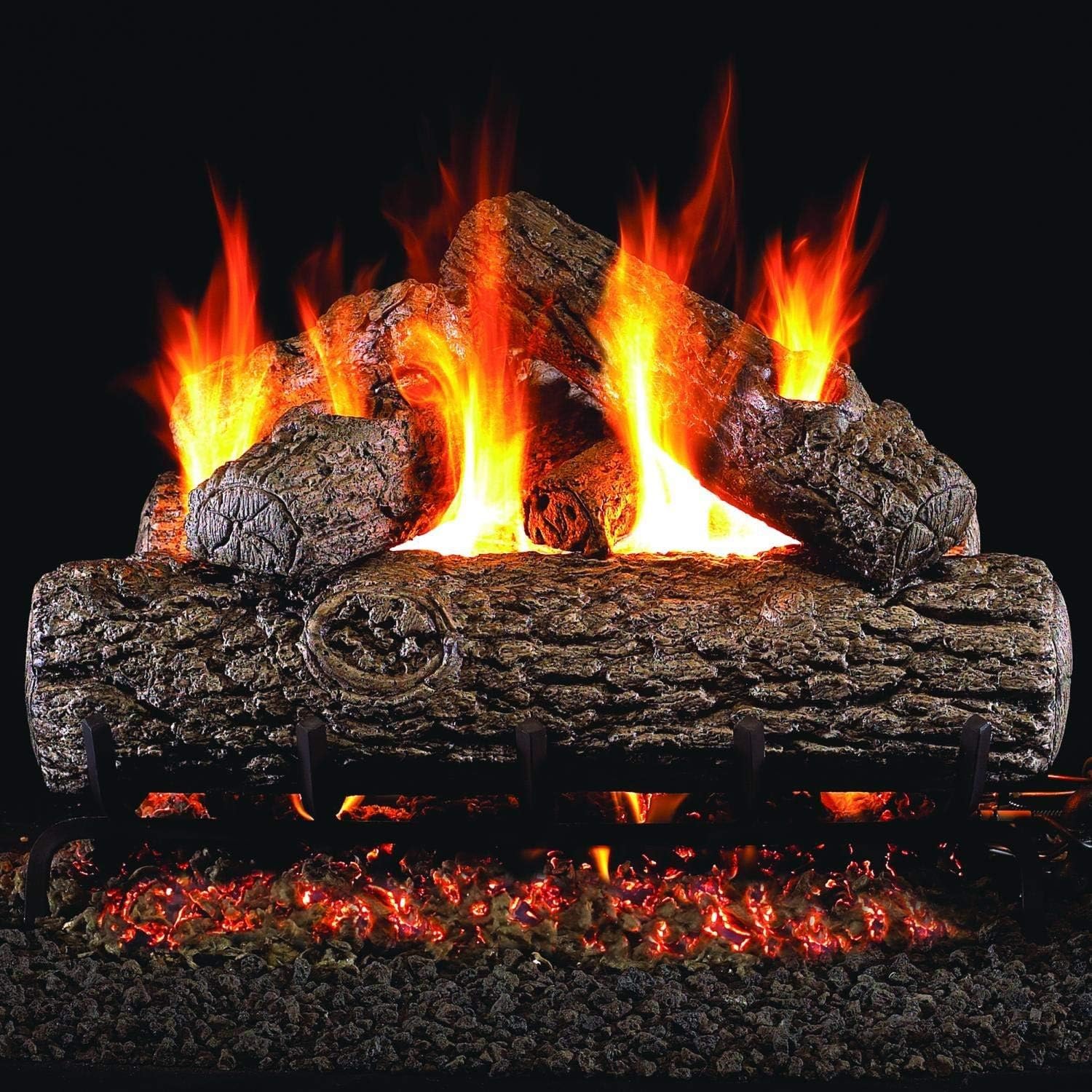 Peterson Real Fyre 16-Inch Golden Oak Gas Log Set with Vented Propane G4 Burner - Manual Safety Pilot