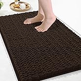 Arotive Luxury Chenille Bathroom Rug Mat, Extra Soft Thick Absorbent Shaggy Bath Rugs, Non-Slip Machine Wash Dry, Plush Bath Mats for Bathroom, Shower and Tub, 30x20, Brown
