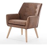 Lamberia Accent Chair, Mid Century Modern Armchair for Living Room, Bedroom, Comfy Reading Chair with Button, Upholstered and