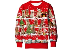 UNICOMIDEA Boys Girls Ugly Christmas Sweater Kids 3D Printed Xmas Fleece Pullover Jumpers Crewneck Tee Shirts 6-16T