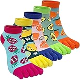 ABTRAV Women's Funny Toe Socks - Five Finger Low Cut Cartoon Toe Separated Cotton Running Ankle Socks