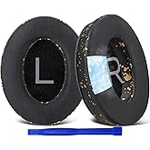 SOULWIT Cooling Gel Earpads Replacement for Bose QuietComfort 45 (QC45)/QuietComfort SE (QC SE)/Quiet Comfort Wireless Over-Ear Headphones, Ear Pads Cushions with Ice Silk Fabric - Black Gold