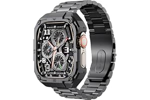 PANPINNACLE Stainless Steel Case and Band Compatible for Apple Watch Ultra Band 49mm 46mm 45mm 44mm,Formal Business Metal iWatch Band with Case for Men Series 11 10 9 8 7 6 5 4 SE Ultra 3/Ultra 2/Ultra