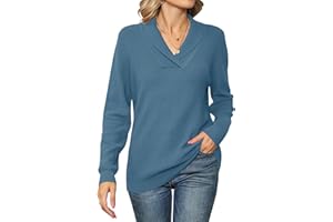 Ivicoer Women Long Sleeve V Neck Pullover Collar Knitted Sweaters