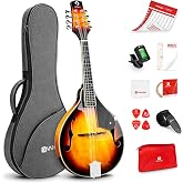 Vangoa Mandolin Musical Instrument A Style, Acoustic Mandolin Instrument Kit Italian 8 String for Professional Beginners Adults Teens Youth Kids, Sunburst, Glossy