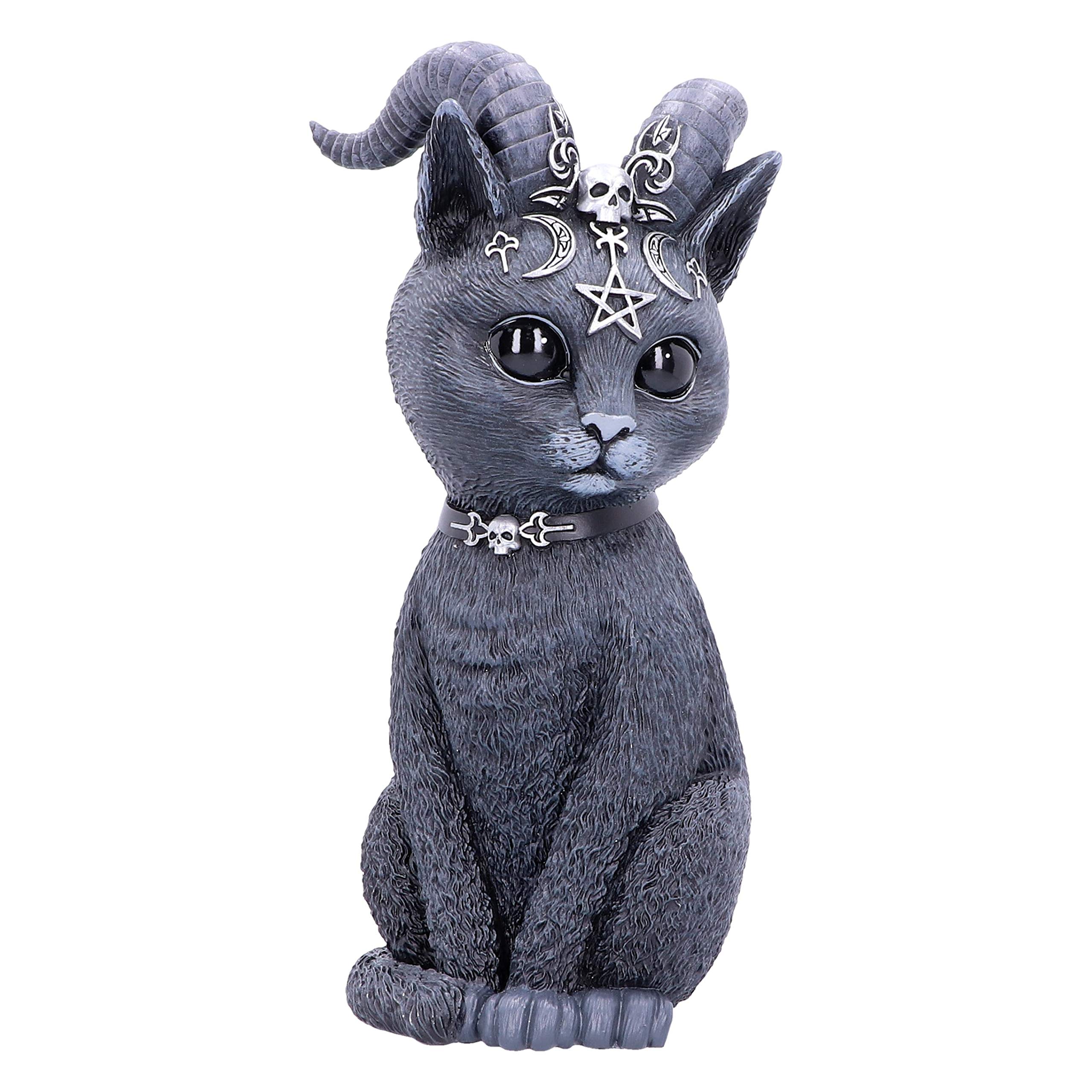 Nemesis Now Large Pawzuph Horned Occult Cat Figurine, Black, 26.5cm