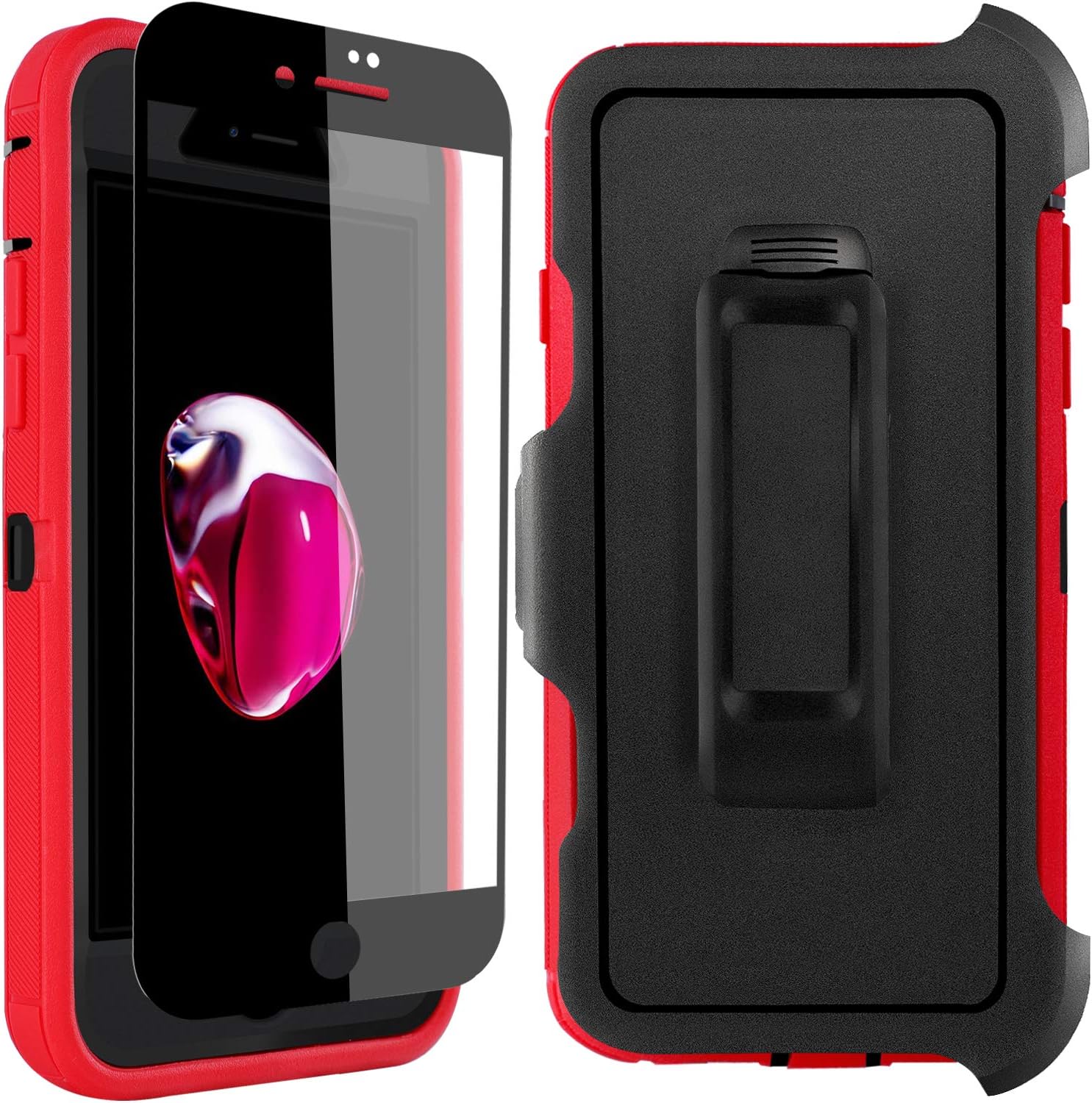 AOPULY Case for iPhone SE(2nd Gen) 2020 with Tempered Glass Builtin Screen