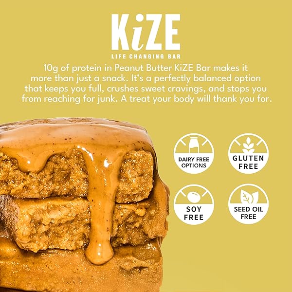 KIZE ENERGY BARS – PEANUT BUTTER – GLUTEN FREE, NON-GMO, AND HIGH PROTEIN MEAL REPLACEMENT ENERGY BARS, CLEAN AND SIMPLE FOOD INGREDIENTS – 10G HIGH PROTEIN SNACKS, (10 COUNT)