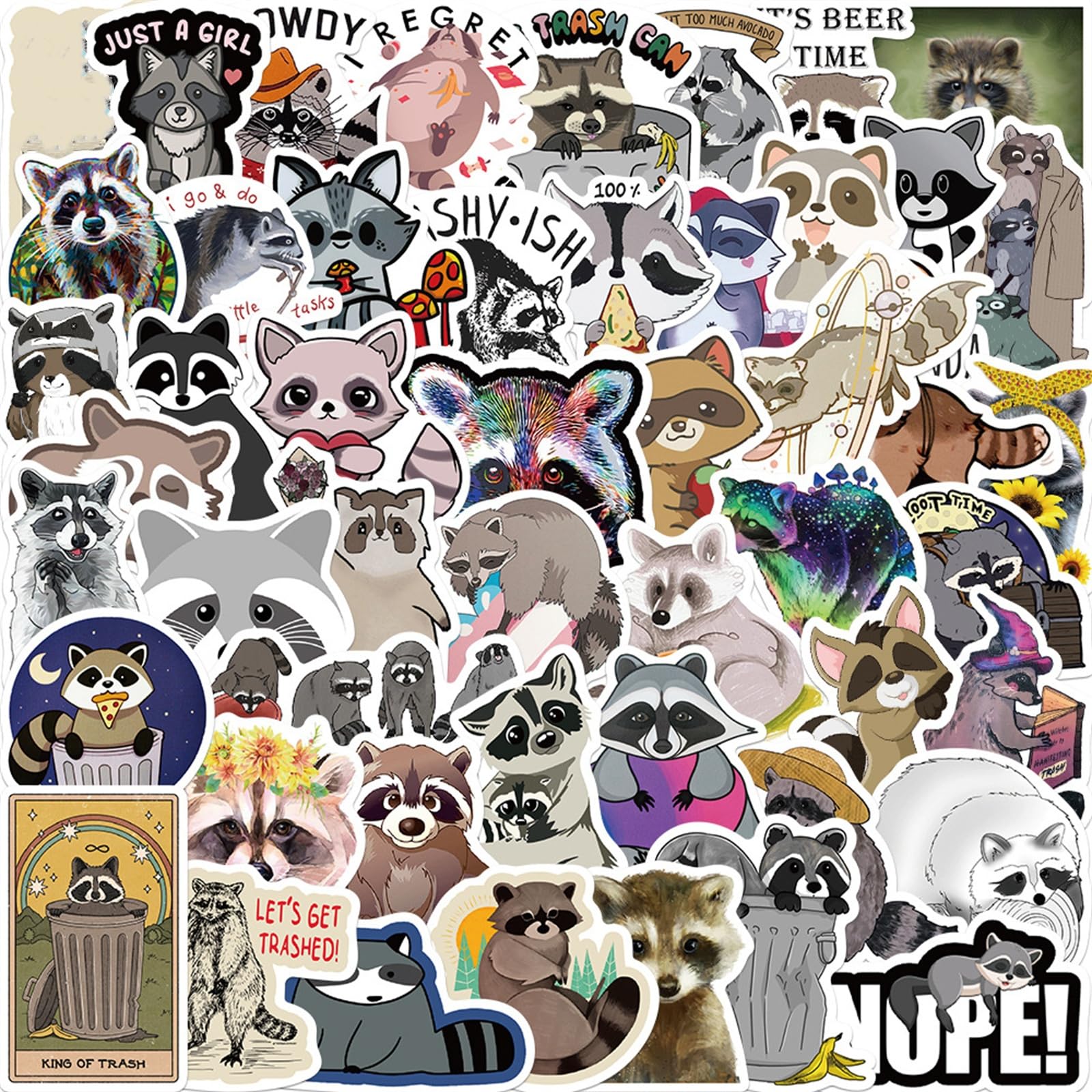 Mua 50Pcs Kawaii Stickers, Cartoon Raccoon Stickers Cute Stickers Pack ...