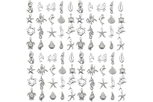 WOCRAFT 60pcs Antique Silver Ocean Charms Bracelet Charms for Jewelry Making Sets DIY Necklace Bracelet Keychain Crafting Charms Kit Craft Supplies (SN881)