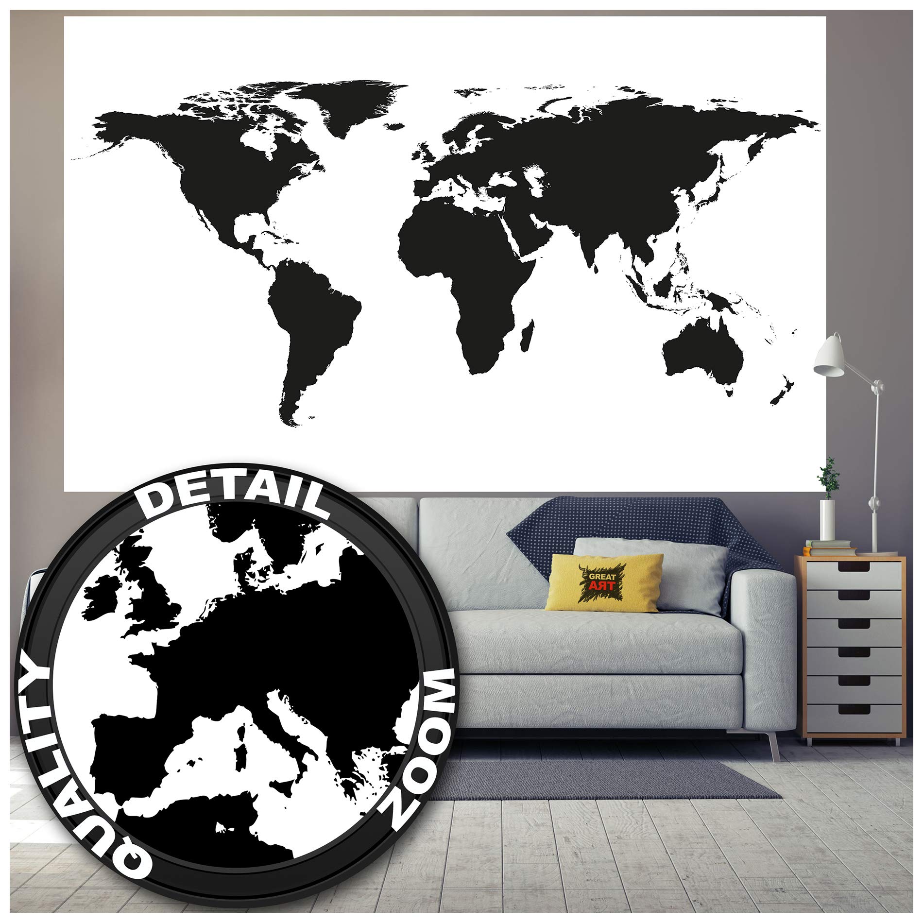 Home Improvement Home & Garden 19290383 Vintage World Map black and