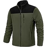 LZACTOIN-X Men's Fleece Jacket Full Zip Lightweight Outerwear Jackets Multi-Pockets Soft Warm Winter Coats for Hiking Travel