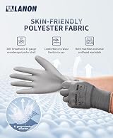 LANON Protection 12 Pairs Grey PU Coated Safety Work Gloves XL 10 EN 388 view 2