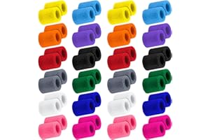 Hungdao 48 Pack Sweatbands Bulk Sweat Band Athletic Sports Wrist Bands Basketball Football Party Favors for Outdoor Activity (Novel Colors)