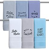 SmoothNovelty Lake House Decor Kitchen Towels Set of 6, Lake House Gifts Nautical Decorative Hand Towels 29.5 x 14 Inch, Housewarming Gifts New Home for Bathroom Decoration(Blue)
