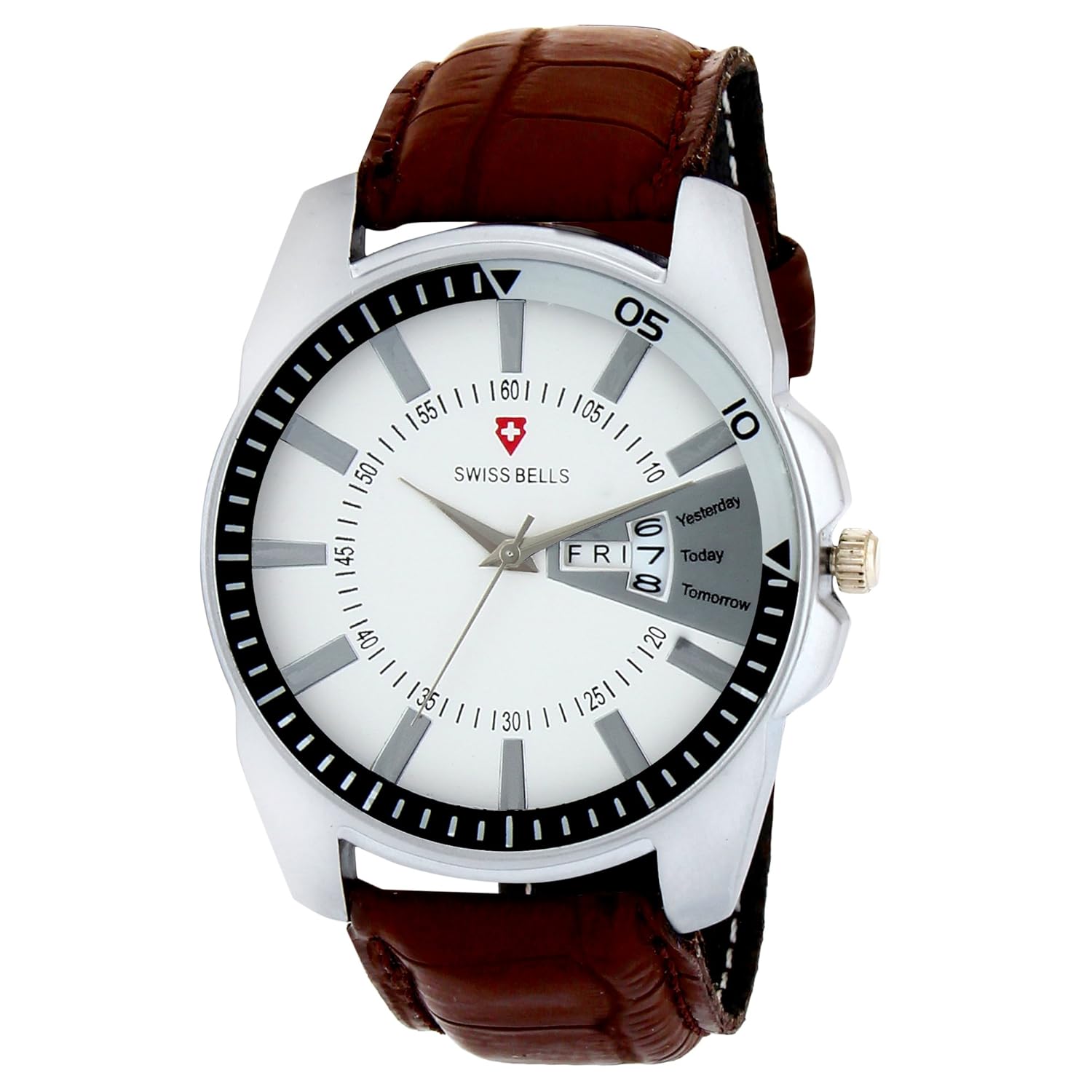 svviss bellstm chronograph white dial men's watch -ta-970