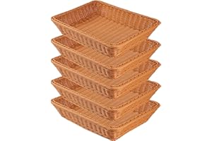 GNIEMCKIN 5 PCS 13.8x9.8 Inch Wicker Bread Basket, Woven Serving Basket, Tabletop Food serving Basket for Restaurant, Bakery,