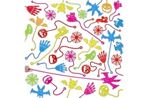 KELOOL 50 PCS Halloween Sticky Hands Bulk For Halloween Party Favors,Halloween Goodie Bag Stuffers,Halloween Sticky Gifts Bag Stuffers Prizes For Classroom,Skull Skeleton Bat Ghost Pumpkin Halloween Bulk Bag